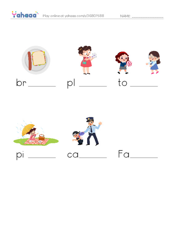 RAZ Vocabulary D: A Day for Dad PDF worksheet to fill in words gaps