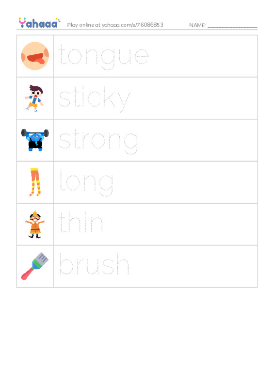 RAZ Vocabulary D: Animal Tongues PDF one column image words