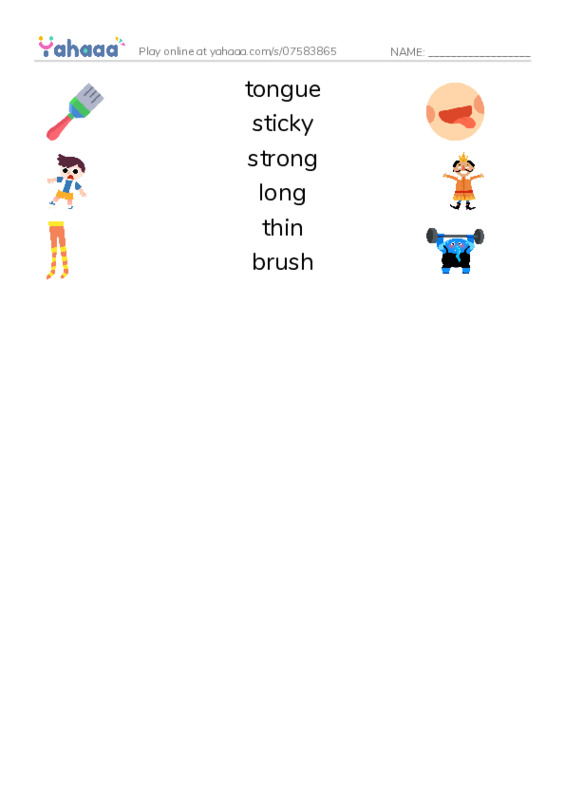RAZ Vocabulary D: Animal Tongues PDF three columns match words