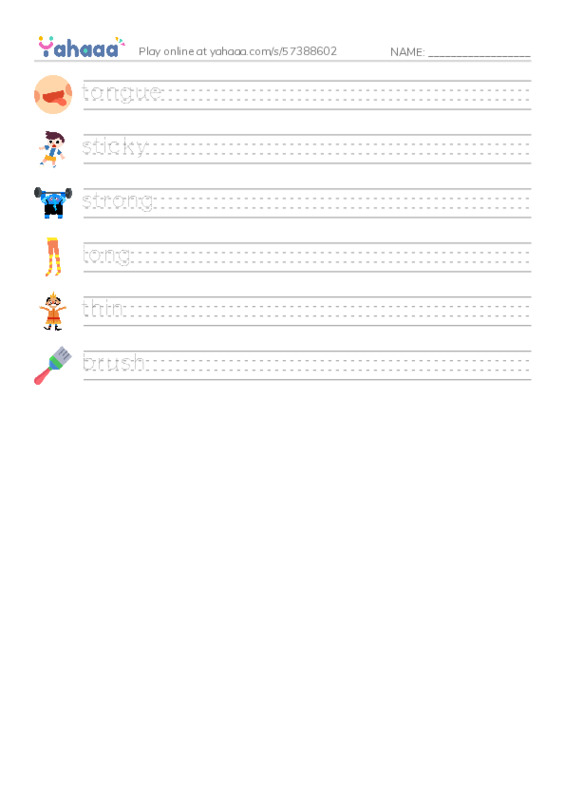 RAZ Vocabulary D: Animal Tongues PDF write between the lines worksheet