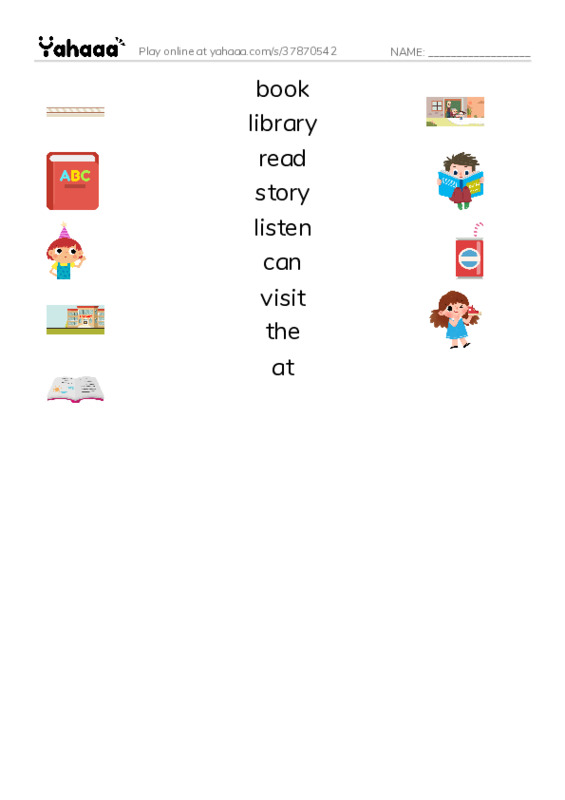 RAZ Vocabulary D: At the Library PDF three columns match words