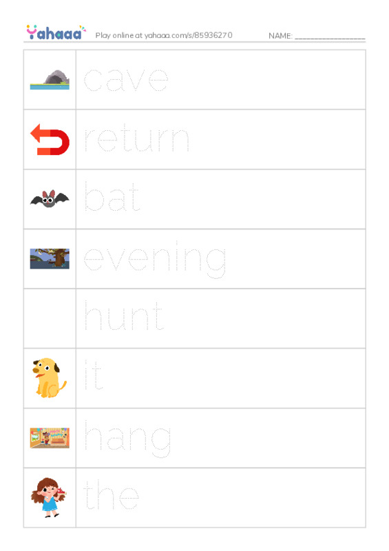 RAZ Vocabulary D: Bats Day and Night PDF one column image words