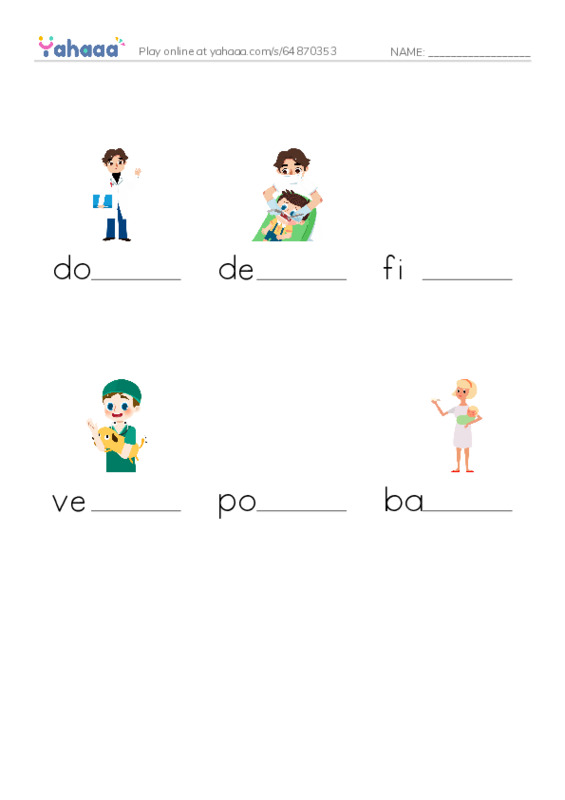 RAZ Vocabulary D: Caretakers PDF worksheet to fill in words gaps
