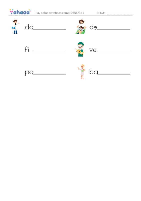 RAZ Vocabulary D: Caretakers PDF worksheet writing row