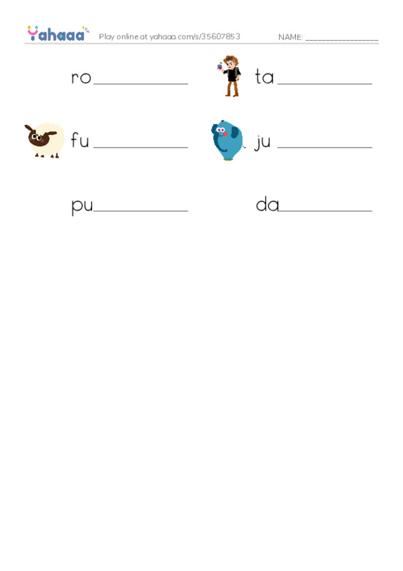 RAZ Vocabulary D: Clouds PDF worksheet writing row