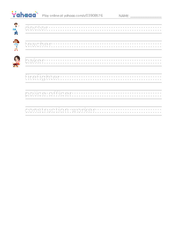 RAZ Vocabulary D: Community Helpers PDF write between the lines worksheet