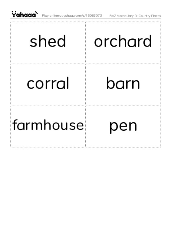 RAZ Vocabulary D: Country Places PDF two columns flashcards