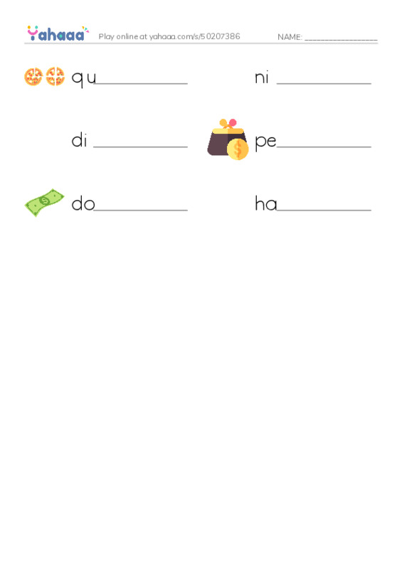 RAZ Vocabulary D: Dollars and Cents PDF worksheet writing row