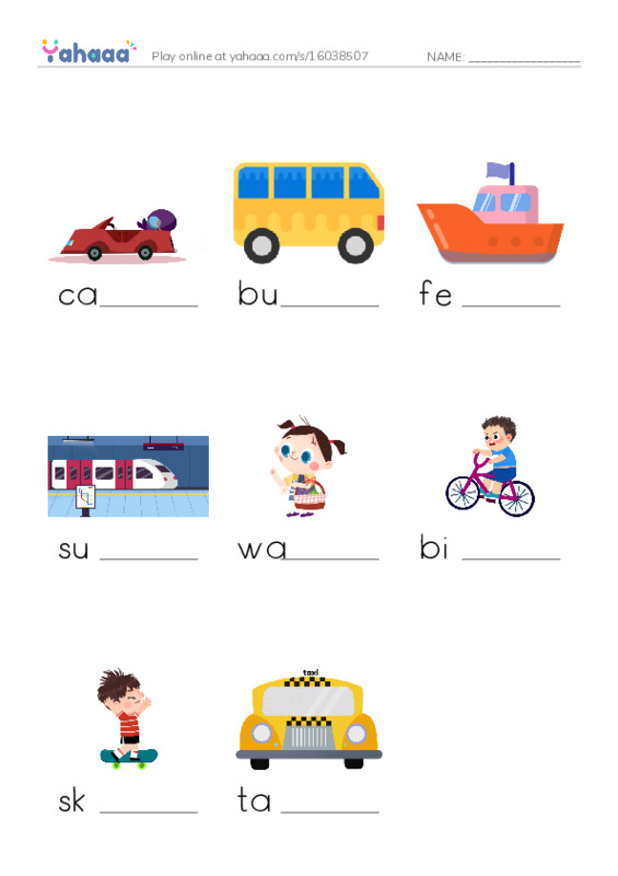 RAZ Vocabulary D: Getting Around the City PDF worksheet to fill in words gaps