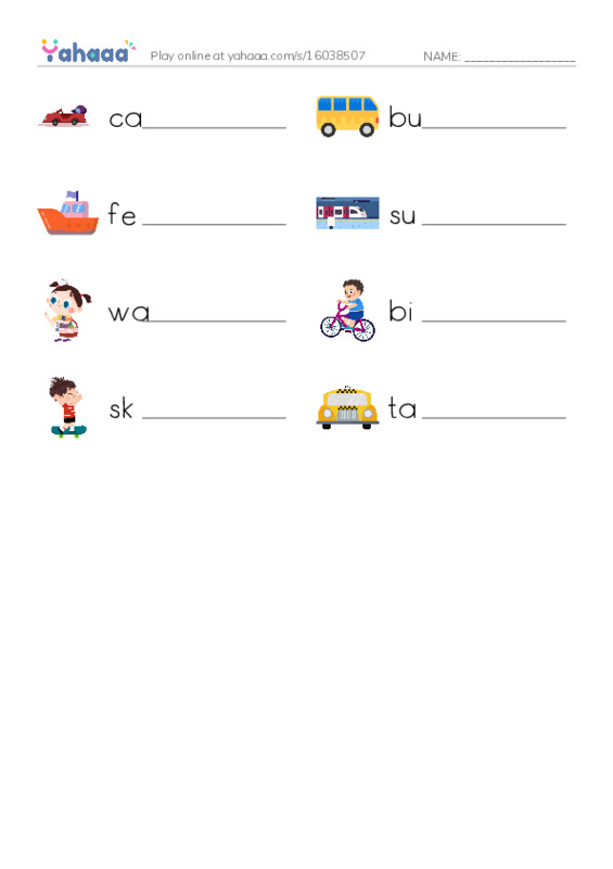 RAZ Vocabulary D: Getting Around the City PDF worksheet writing row