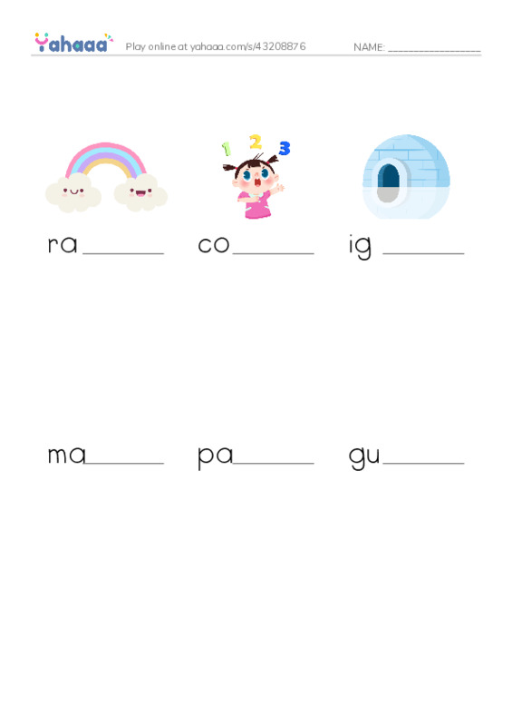 RAZ Vocabulary D: I Count 100 Things PDF worksheet to fill in words gaps