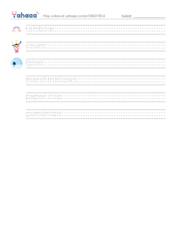 RAZ Vocabulary D: I Count 100 Things PDF write between the lines worksheet