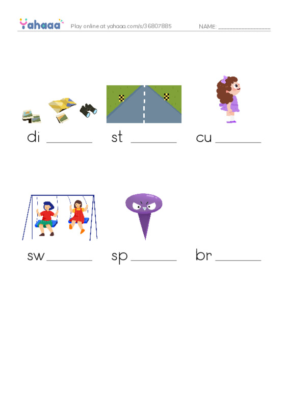 RAZ Vocabulary D: I Like My Hair PDF worksheet to fill in words gaps