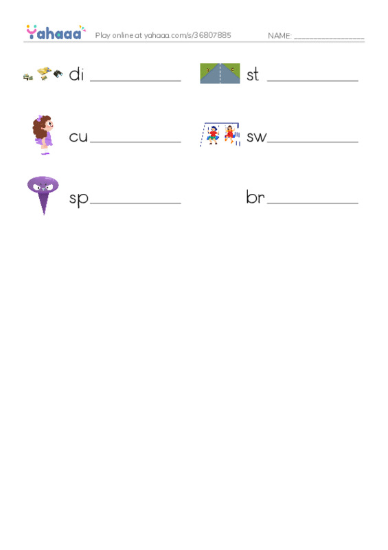 RAZ Vocabulary D: I Like My Hair PDF worksheet writing row