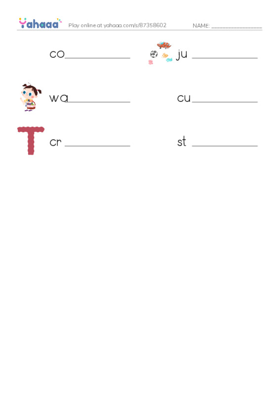 RAZ Vocabulary D: Lily the Cat PDF worksheet writing row