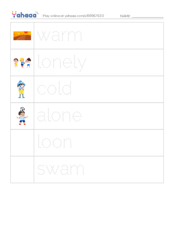 RAZ Vocabulary D: Little Loon PDF one column image words