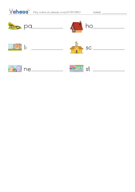 RAZ Vocabulary D: My Neighborhood PDF worksheet writing row