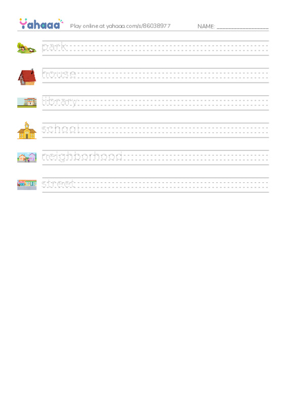 RAZ Vocabulary D: My Neighborhood PDF write between the lines worksheet