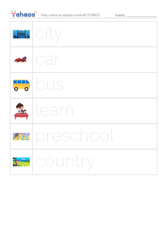 RAZ Vocabulary D: My New School PDF one column image words