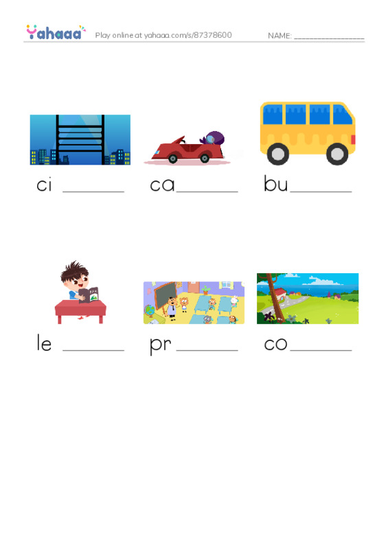 RAZ Vocabulary D: My New School PDF worksheet to fill in words gaps