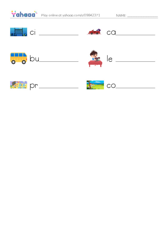 RAZ Vocabulary D: My New School PDF worksheet writing row