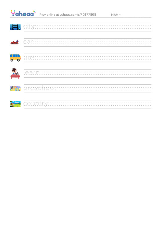 RAZ Vocabulary D: My New School PDF write between the lines worksheet