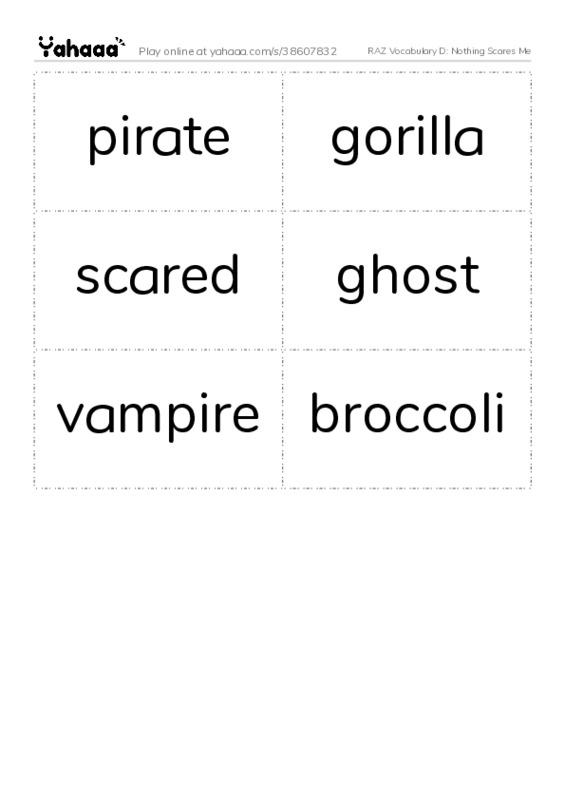 RAZ Vocabulary D: Nothing Scares Me PDF two columns flashcards