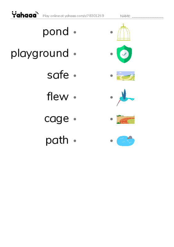 RAZ Vocabulary D: Polly Gets Out PDF link match words worksheet