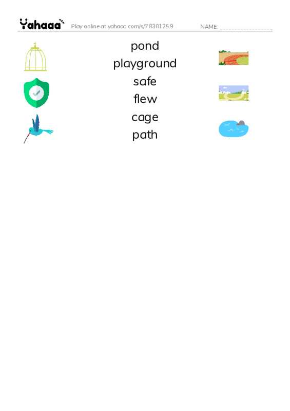 RAZ Vocabulary D: Polly Gets Out PDF three columns match words