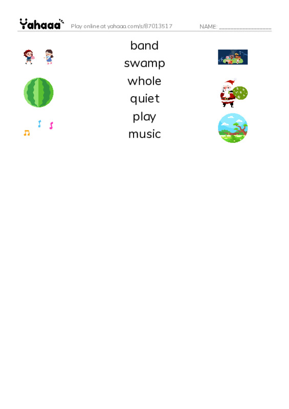 RAZ Vocabulary D: Swamp Music PDF three columns match words