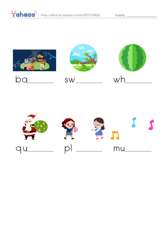 RAZ Vocabulary D: Swamp Music PDF worksheet to fill in words gaps