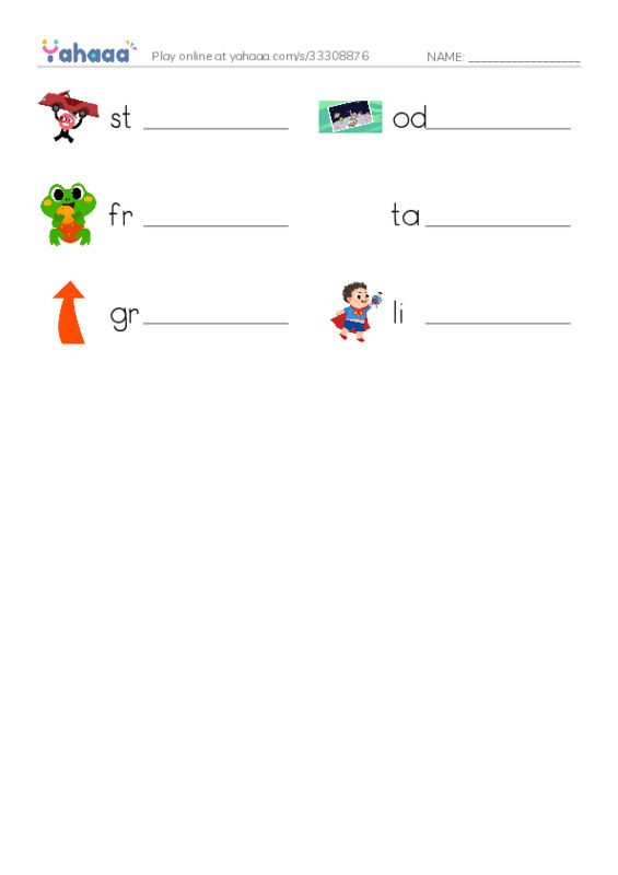 RAZ Vocabulary D: Tadpole Teasing PDF worksheet writing row