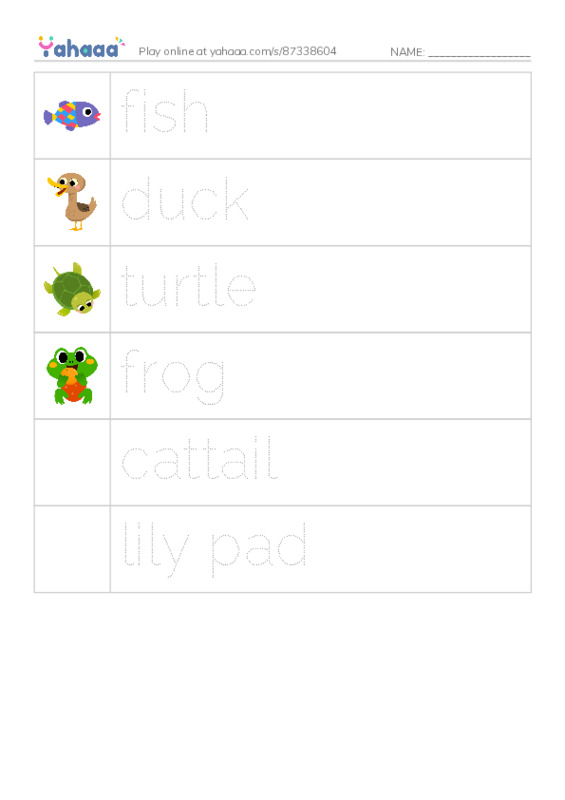 RAZ Vocabulary D: The Busy Pond PDF one column image words