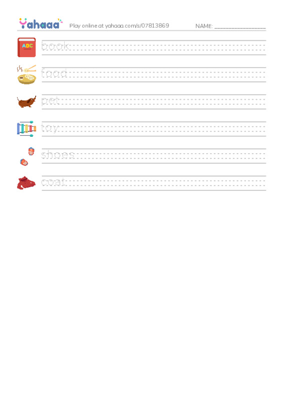 RAZ Vocabulary D: To the Store PDF write between the lines worksheet