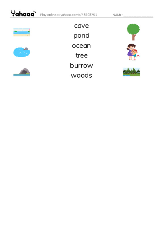 RAZ Vocabulary D: Where Animals Live PDF three columns match words