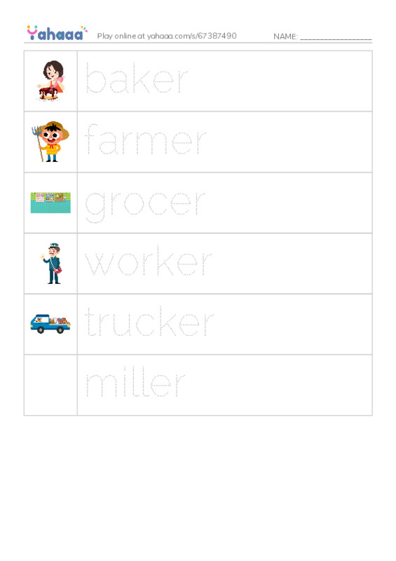 RAZ Vocabulary D: Workers PDF one column image words