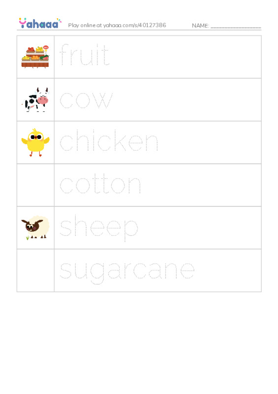 RAZ Vocabulary E: All Kinds of Farms PDF one column image words