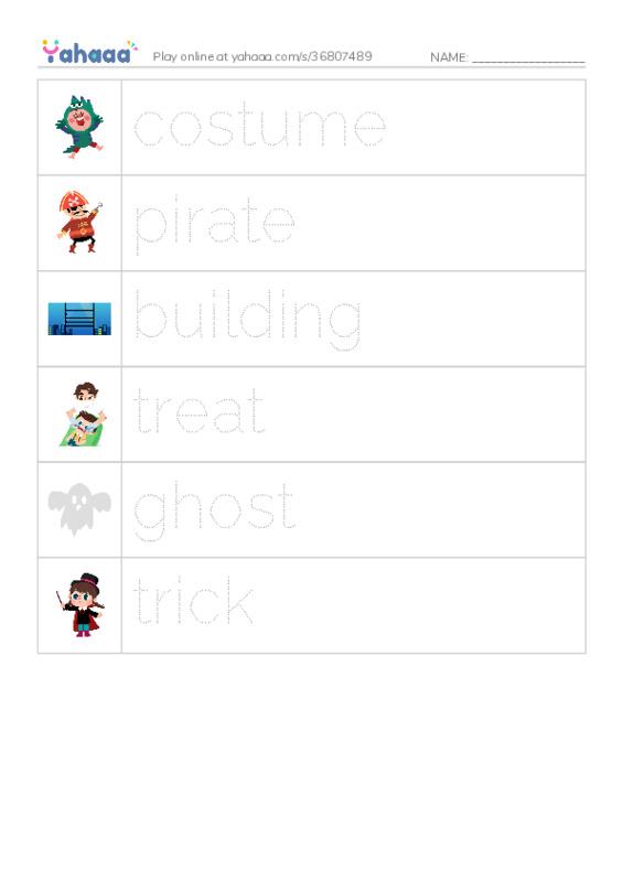 RAZ Vocabulary E: Carloss First Halloween PDF one column image words