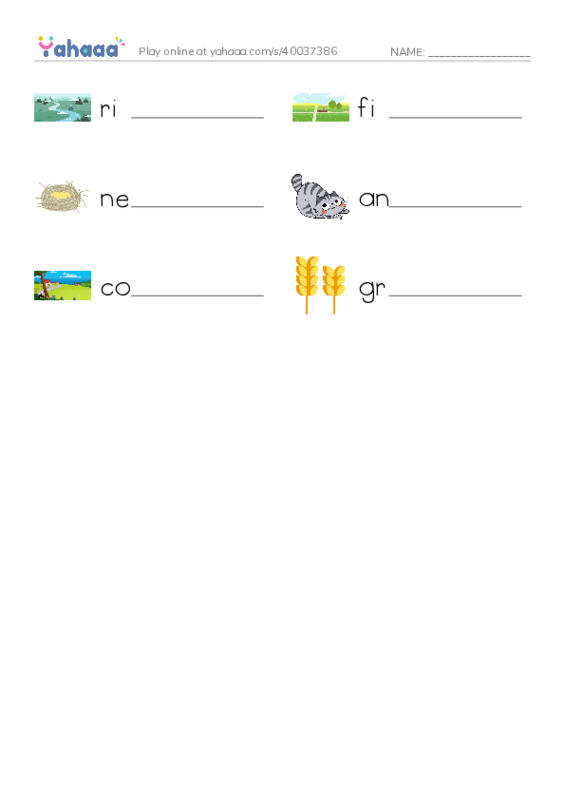 RAZ Vocabulary E: Country Animals PDF worksheet writing row