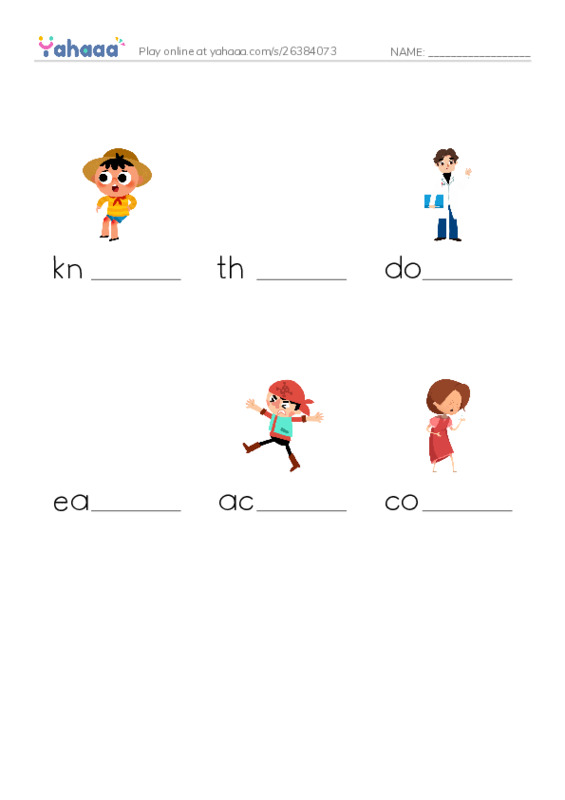 RAZ Vocabulary E: Doctor Jen PDF worksheet to fill in words gaps