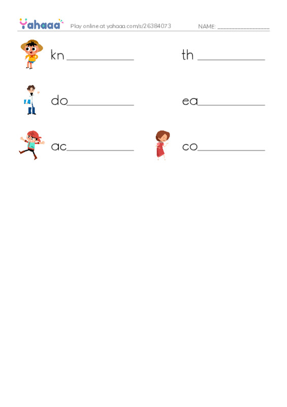 RAZ Vocabulary E: Doctor Jen PDF worksheet writing row