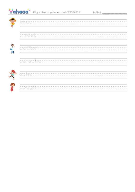 RAZ Vocabulary E: Doctor Jen PDF write between the lines worksheet
