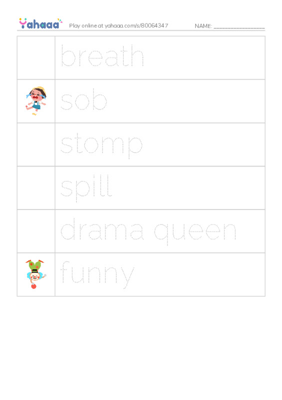 RAZ Vocabulary E: Dollys Drama Queen Day PDF one column image words