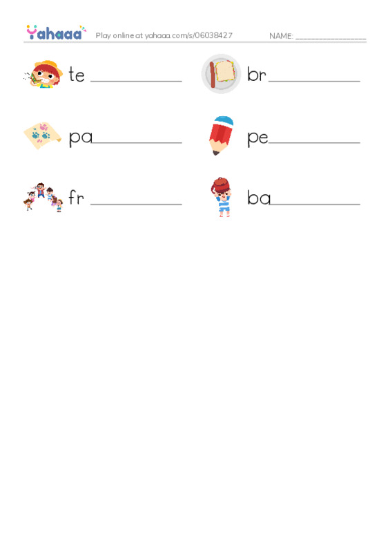 RAZ Vocabulary E: Getting Ready for School PDF worksheet writing row