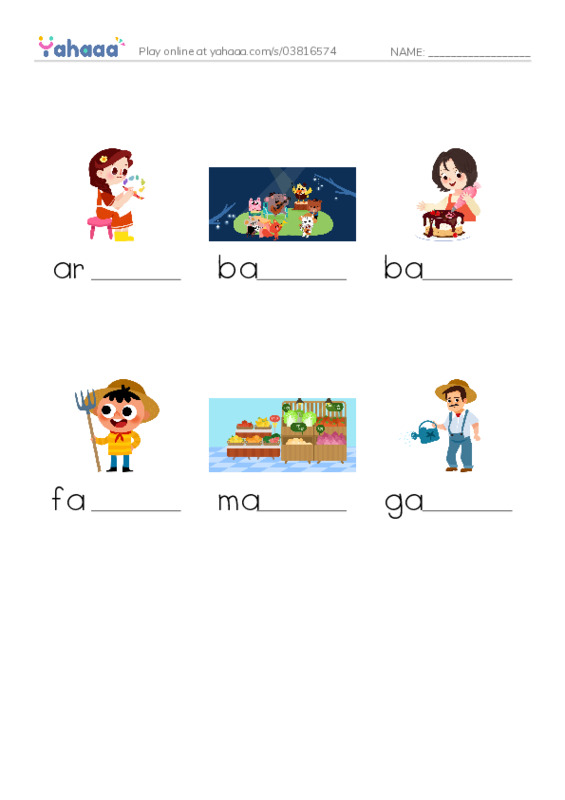 RAZ Vocabulary E: Hooray for the Farmers Market PDF worksheet to fill in words gaps