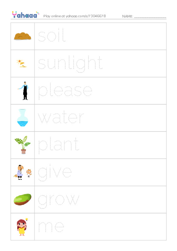 RAZ Vocabulary E: I Am Your New Plant PDF one column image words