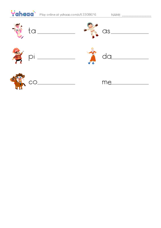 RAZ Vocabulary E: Id Like To Be PDF worksheet writing row