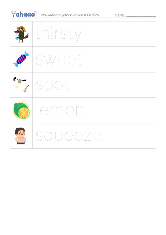 RAZ Vocabulary E: Lets Make Lemonade PDF one column image words