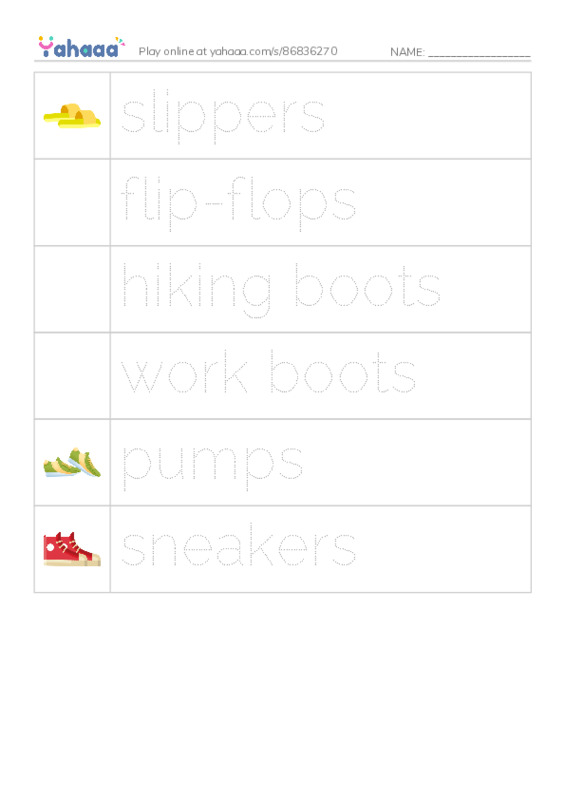 RAZ Vocabulary E: Shoes Women Wear PDF one column image words