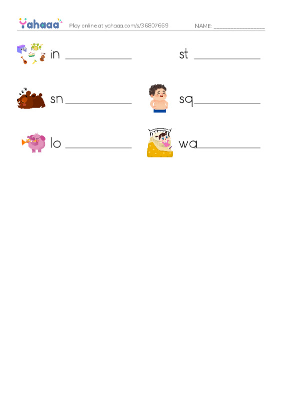 RAZ Vocabulary E: Stop Snoring PDF worksheet writing row